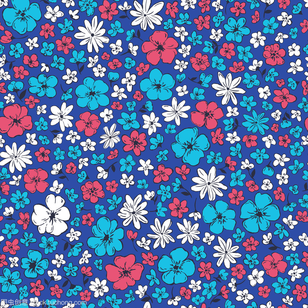 矢量無縫可愛手繪 天真無邪的花布世界